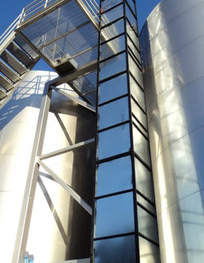 Mezzanine Lift External Shaft -- Winery Design Close